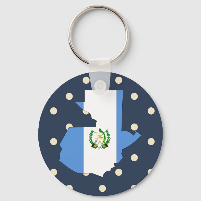 Chaveiro Mapa de Sinalizador da Guatemala em Bolinhas (Frente)
