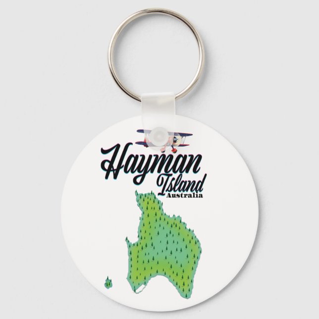 Chaveiro Mapa de viagem antigo da Ilha Hayman. (Frente)