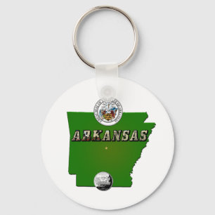 Chaveiro Mapa do Arkansas, Selo e Serviço Estatal Faux Quar