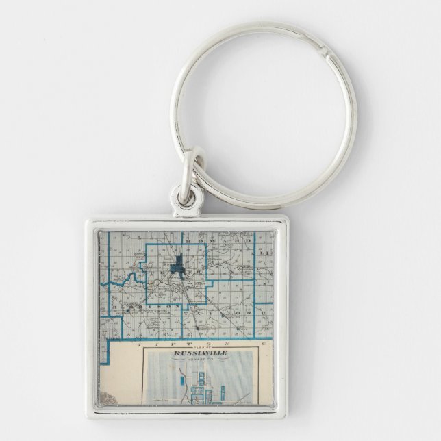 Chaveiro Mapa do Condado de Howard com Russiaville (Frente)