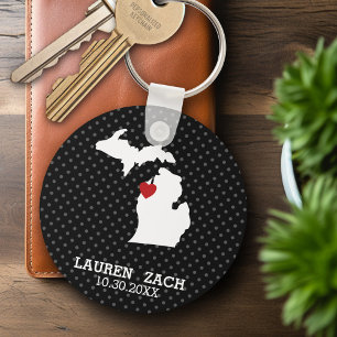 Chaveiro Mapa do Estado de Michigan para Casamento Personal