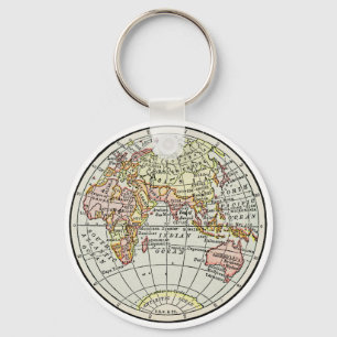 Chaveiro Mapa do Hemisfério Oriental Globo Viagem Arte