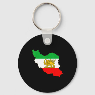 Chaveiro Mapa do Irã com emblema de leão e sol, bandeira pe