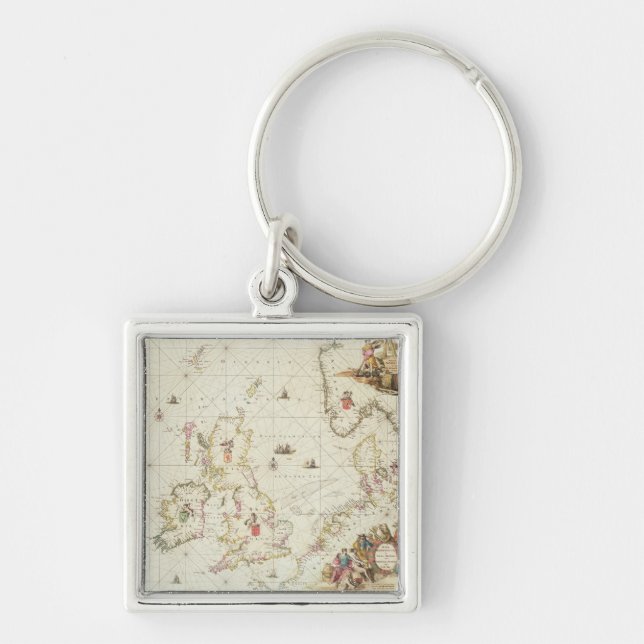 Chaveiro Mapa do Mar do Norte, c.1675 (Frente)