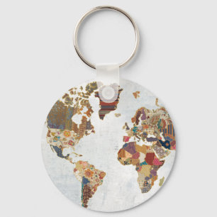 Chaveiro Mapa do mundo do teste padrão