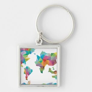 Chaveiro Mapa do mundo feito de formas geométricas