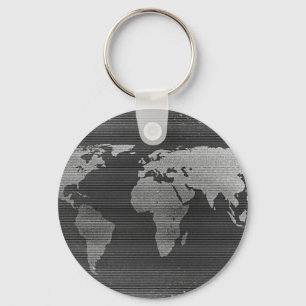 Chaveiro Mapa do mundo preto e branco