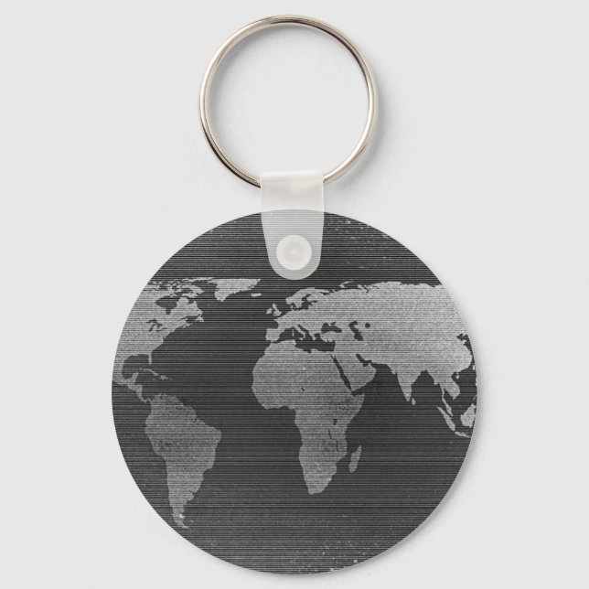 Chaveiro Mapa do mundo preto e branco (Frente)