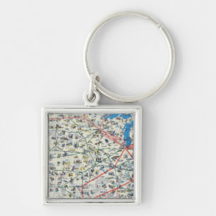 Chaveiro Mapa do sistema da American Airlines