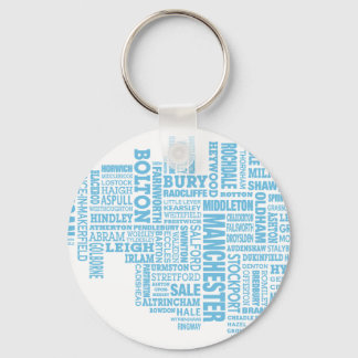 Chaveiro Mapa do tipo azul da Grande Manchester
