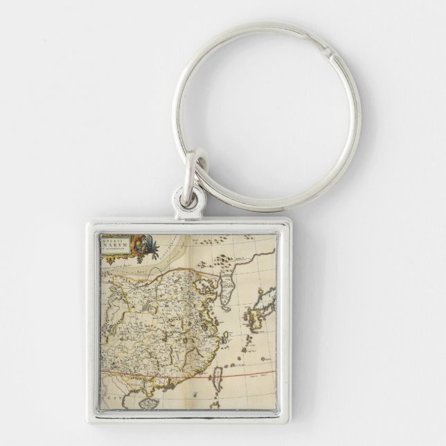 Chaveiro Mapa do vintage de China | 1662 (Frente)