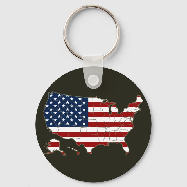 Chaveiro Mapa dos EUA com bandeira americana (Frente)