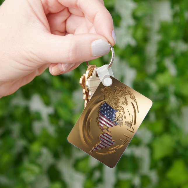 Chaveiro Mapa Dourado dos Estados Unidos nº 4 (Mão)