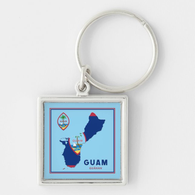 Chaveiro Mapa e Selo do Sinalizador de Guam (Frente)