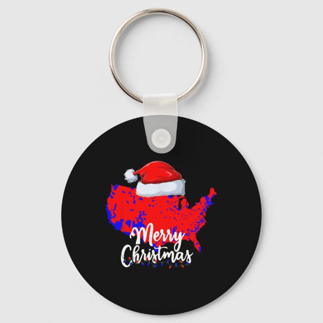 Chaveiro Mapa eleitoral de Trump Papais noeis de Natal Feli (Frente)