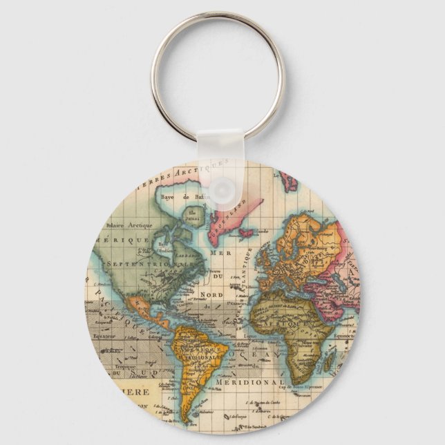 Chaveiro Mapa Mundial 1780 Bonne Antique Planisferio  (Frente)