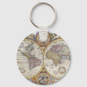 Chaveiro Mapa Mundial de 1626 Vintage