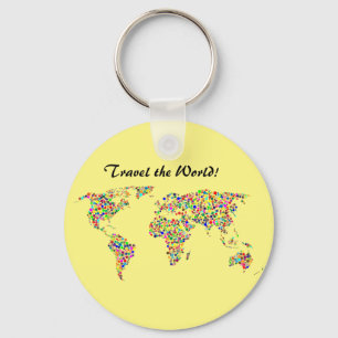 Chaveiro Mapa Mundial e Viagem pelo Mundo
