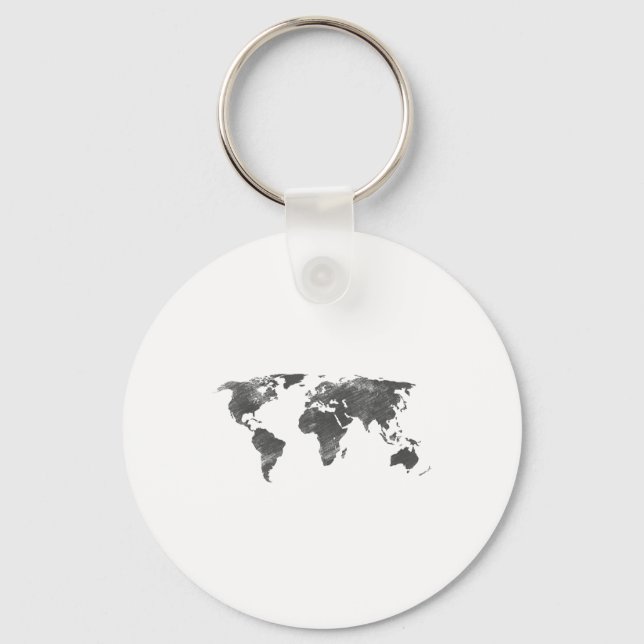 Chaveiro Mapa Mundial Em Cinzas, O Mundo Mapas _1 (Frente)