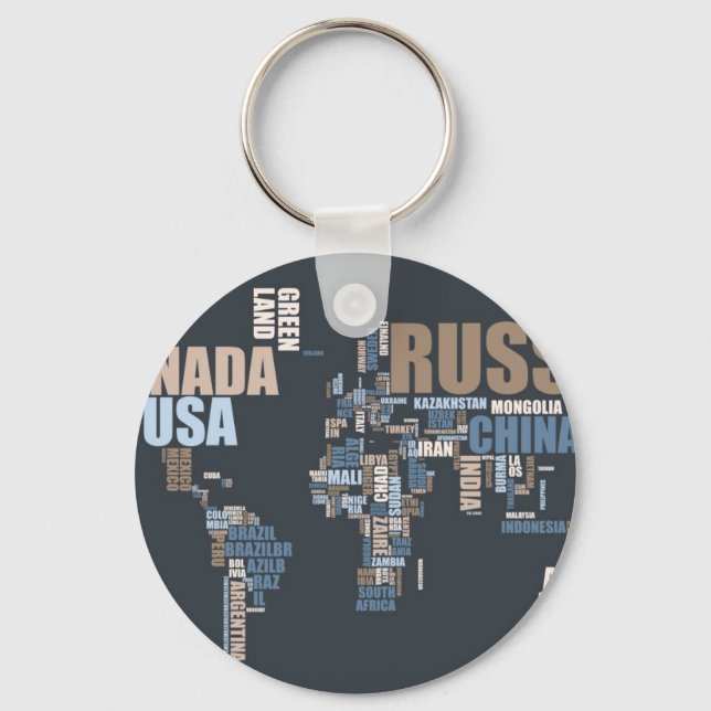 Chaveiro Mapa Mundial em Palavras (Frente)