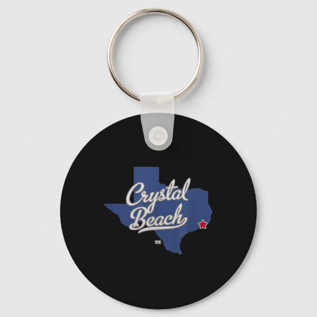 Chaveiro Mapa Tx do Texas Crystal Beach (Frente)