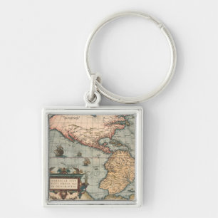 Chaveiro Mapa Vintage da América do Norte