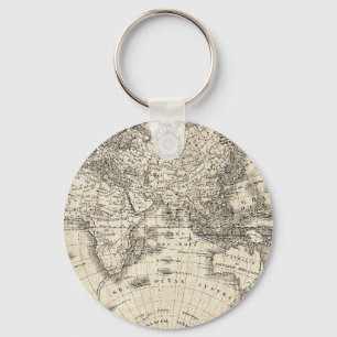 Chaveiro Mapa Vintage da Europa e da Ásia