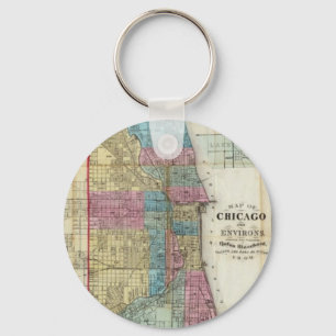 Chaveiro Mapa Vintage de Chicago (1869)