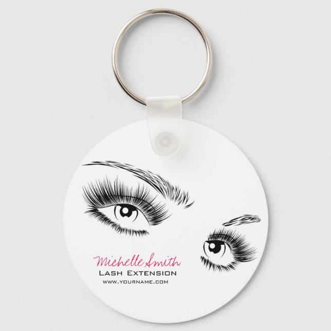 Chaveiro Maquiagem Chic de Eyelashes Preto e Branco Minimal (Frente)