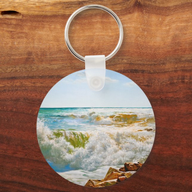 Chaveiro Mar com Ondas Quebrando ao Sol (Frente)