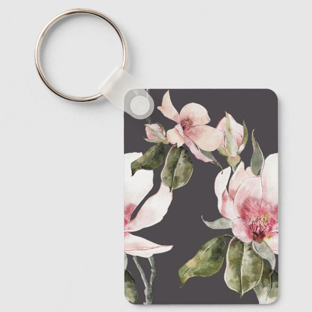 Chaveiro Maravilhosas flores de magnólia e pássaros (Frente)