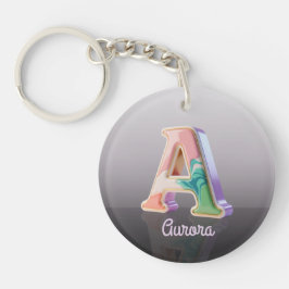 Chaveiro Marbled Pastel Gold Trim Letter A
