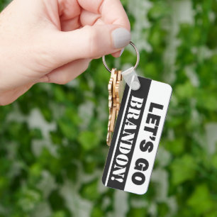 Chaveiro Marca vamos Go", preto e branco Retângulo Metal