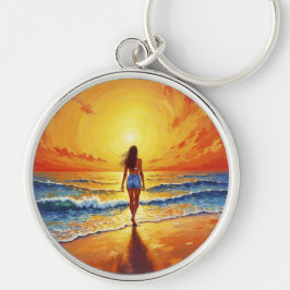 Chaveiro Marcha tranquila poente do sol arte brilhante do o