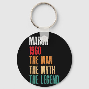 Chaveiro Março de 1960 Man Myth Legend 60th Birthday Gift
