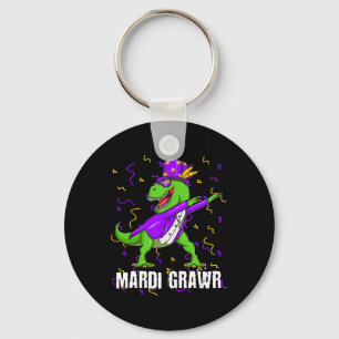 Chaveiro Mardi Gras Dabbing T Rex Dinossaur Mardi Grawr Bea