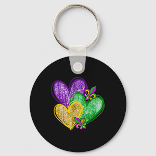 Chaveiro Mardi Gras Heart Fleur-de-lis Symbol Men
