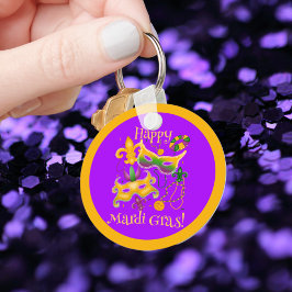 Chaveiro Mardi Gras Mask Fleur de Lis Miçanga King Cake