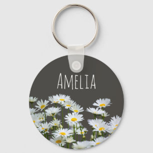 Chaveiro Margaridas em Cinza Personalizado