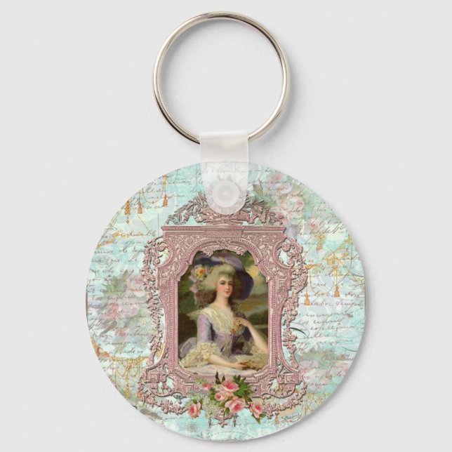 Chaveiro Marie Antoinette em quadro rosa (Frente)