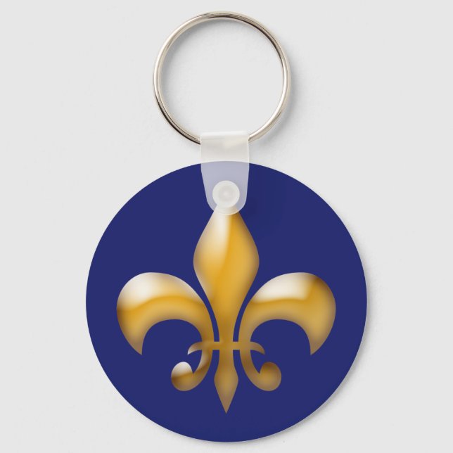 Chaveiro Marinho Azul e Dourado Fleur de Lis (Frente)
