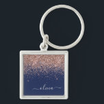 Chaveiro Marinho Azul Rosa Dourado Blush Cor-de-rosa brilha<br><div class="desc">Rosa Dourado - Chaveiros com nomes de Monograma (Cadeia de Chave) de Script Glitter Brilhante Azul-Cor-de-rosa e Marinho. Isto faz o doce e perfeito aniversário de 16 anos, casamento, chá de panela, aniversário, chá de fraldas ou festa de solteira presente para alguém que ama luxo de luxo e estilos quíticos....</div>
