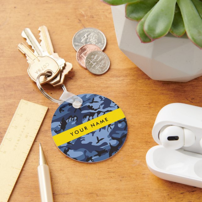 Chaveiro Marinho Camuflagem Azul Seu nome Personaliza (Mesa)