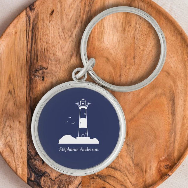 Chaveiro Marinho de farol azul (Lighthouse Navy Blue Keychain)
