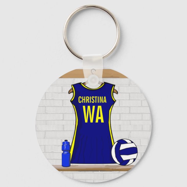 Chaveiro Marinho Uniforme Netball Personalizado amarelo (Frente)