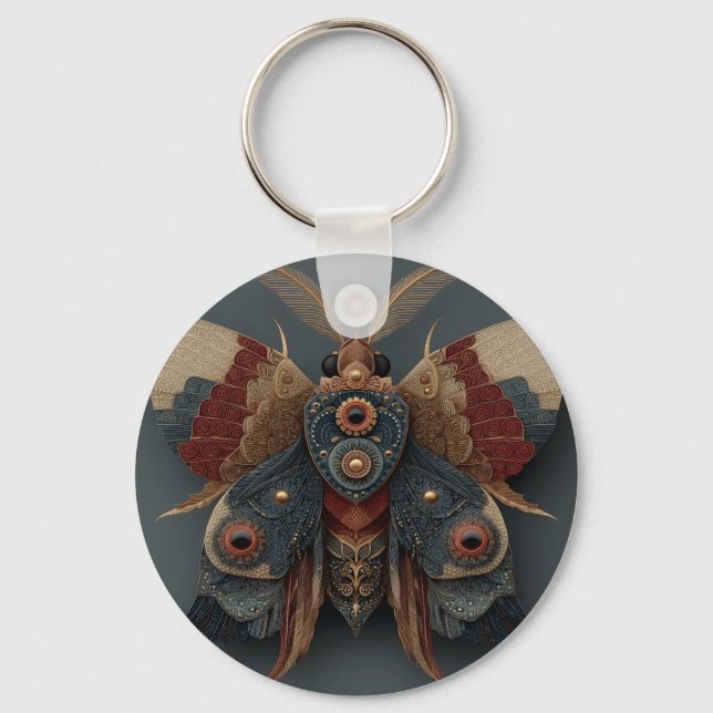 Chaveiro Mariposa 3D Simétrica Ornamentada com Acentos Dour (Frente)