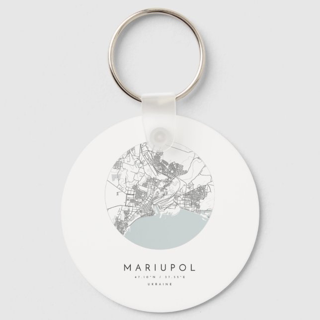 Chaveiro Mariupol Ucrânia Coordenadas Mapa Cidade Natal  (Frente)