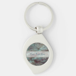 Chaveiro Mármore Azul Teal e Fluorite Roxo