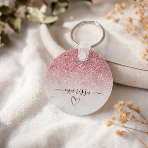 Chaveiro Mármore branco-reluzente-rosa, moderno e elegante