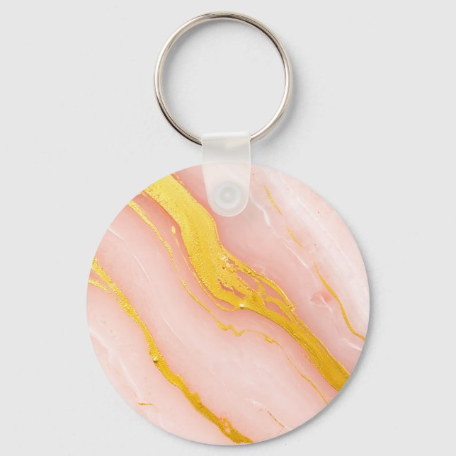 Chaveiro Mármore com Veios de Ouro Rosa Rubor (Frente)